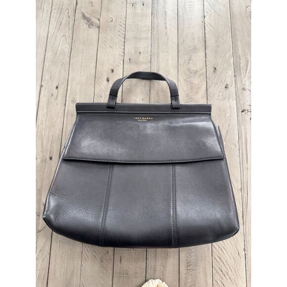 Tory Burch Large Block T Satchel Bag Black Leather - Picture 5 of 14